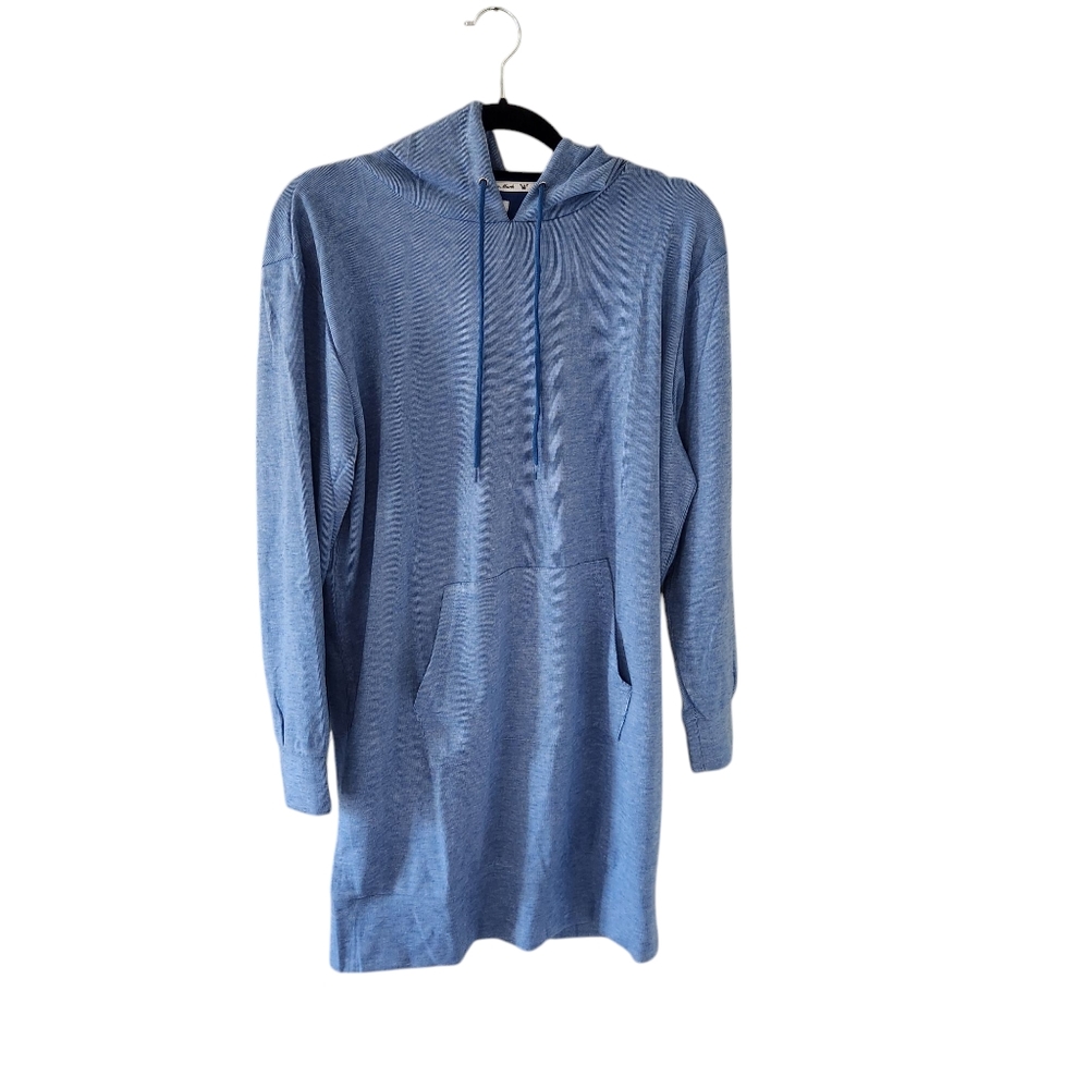 White Mark Blue Hooded Sweater Dress